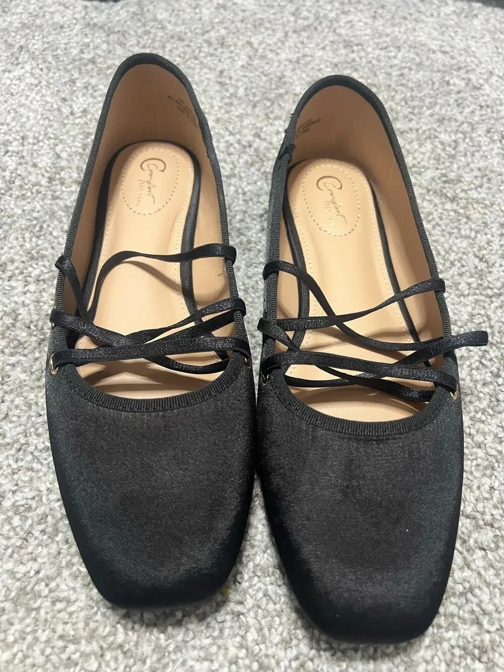 Cato Women's Black Satin Ballerina Flats Size 9 EUC